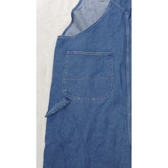 Hisea Mens Vintage Overall Bibs Blue Jeans 52x30 Workwear Comfort 100% Cotton - Picture 6 of 16